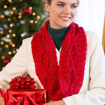 Red Heart Crochet Diamond Cables Cowl Crochet Cowl made in Red Heart Sparkle Soft Yarn