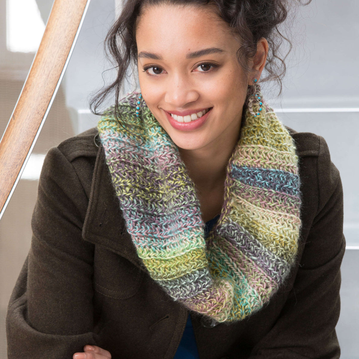 Crochet Cowl made in Red Heart Boutique Yarn