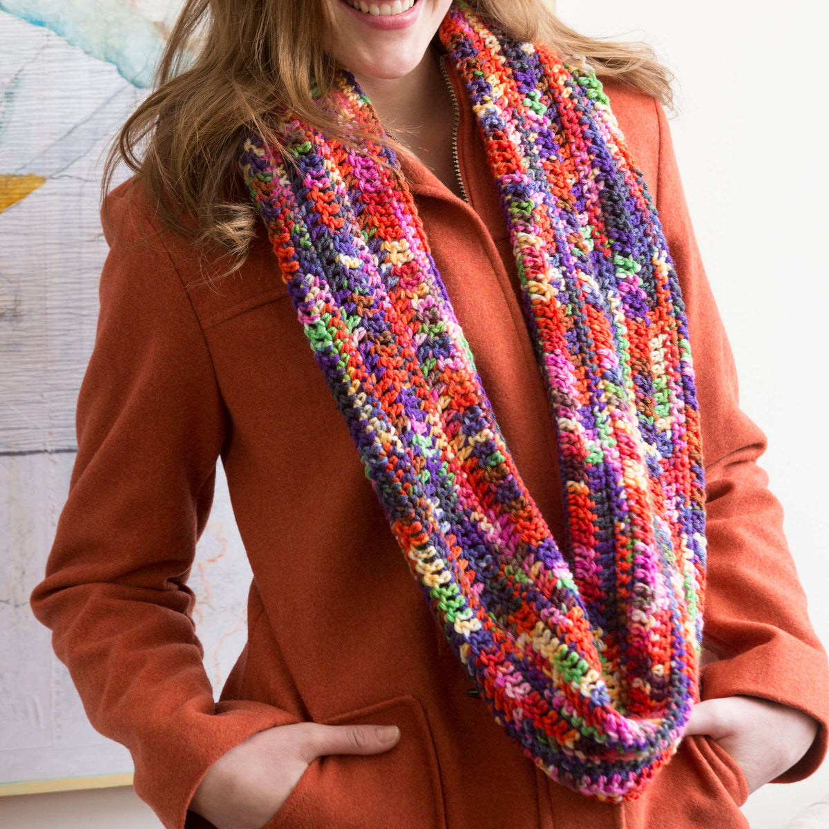 Crochet Cowl made in Red Heart Super Saver Yarn