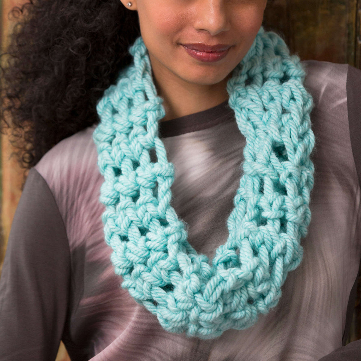Crochet Cowl made in Red Heart Grande Yarn