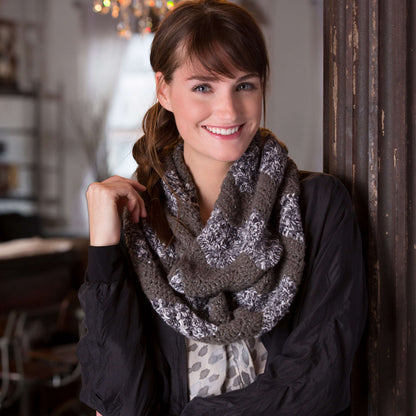 Red Heart Crochet Ripple Infinity Cowl Crochet Cowl made in Red Heart Shimmer Yarn