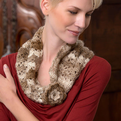 Red Heart Crochet Flowered Cowl Crochet Cowl made in Red Heart Boutique Yarn