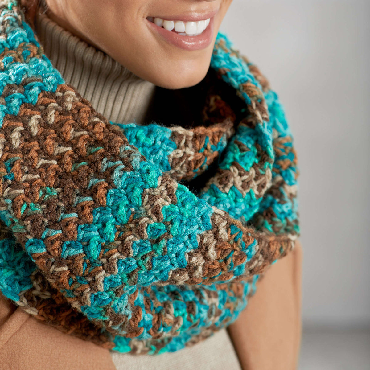 Crochet Cowl made in Red Heart Super Saver Yarn