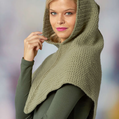 Red Heart Cabled Hooded Cowl Crochet Cowl made in Red Heart Hygge Charm Yarn