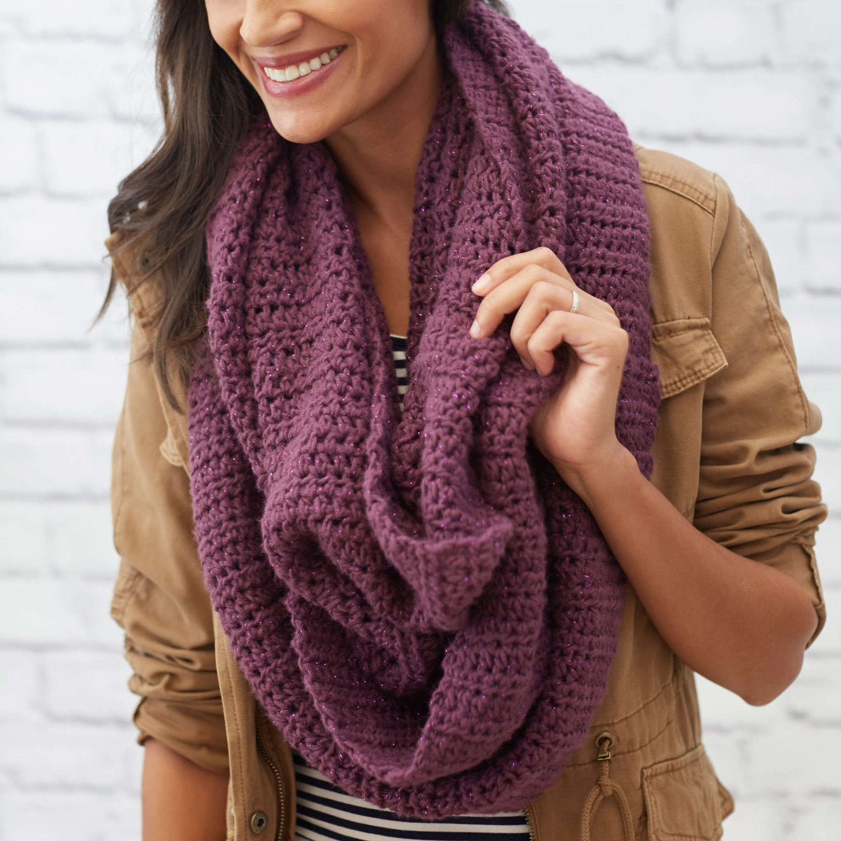 Crochet Cowl made in Red Heart Hygge Charm Yarn