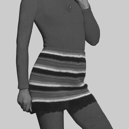 Red Heart Crochet Striped Mini Skirt Crochet Skirt made in Red Heart Super Saver Yarn