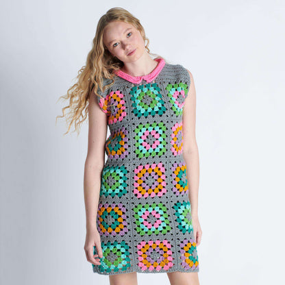 Red Heart Crochet Granny Square Dress XS/S