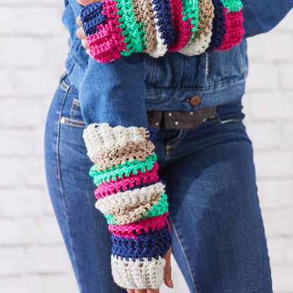 Red Heart Crochet Stripes Arm Warmers Crochet Warmers made in Red Heart Super Saver Yarn