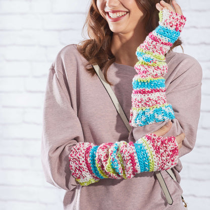 Red Heart Crochet Fair Isle Arm Warmers Crochet Warmers made in Red Heart Super Saver Fair Isle Yarn