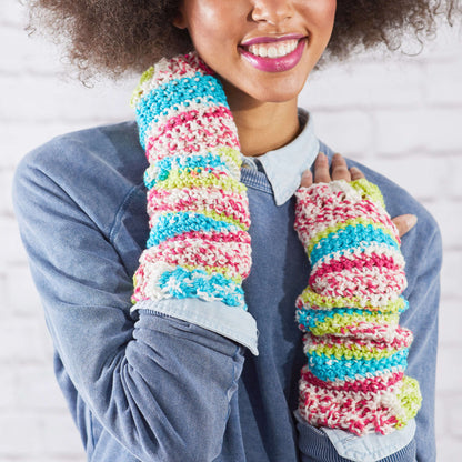Red Heart Crochet Fair Isle Arm Warmers Crochet Warmers made in Red Heart Super Saver Fair Isle Yarn