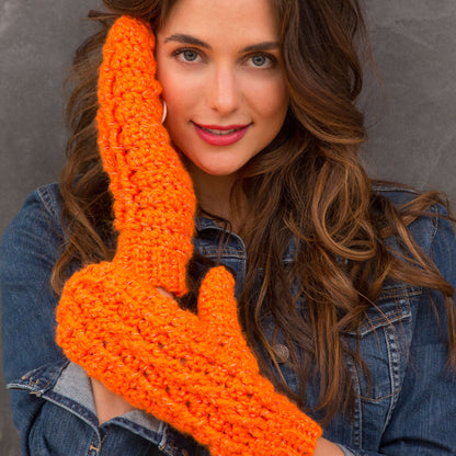 Red Heart Crochet Flip Top Mittens Crochet Mittens made in Red Heart Reflective Yarn