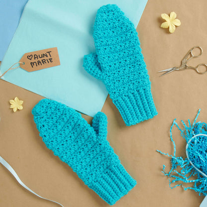 Red Heart Crochet Textured Mittens Single Size