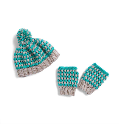 Red Heart Crochet Mom n' Me Puff Hat and Fingerless Gloves Child 3/5 Yrs