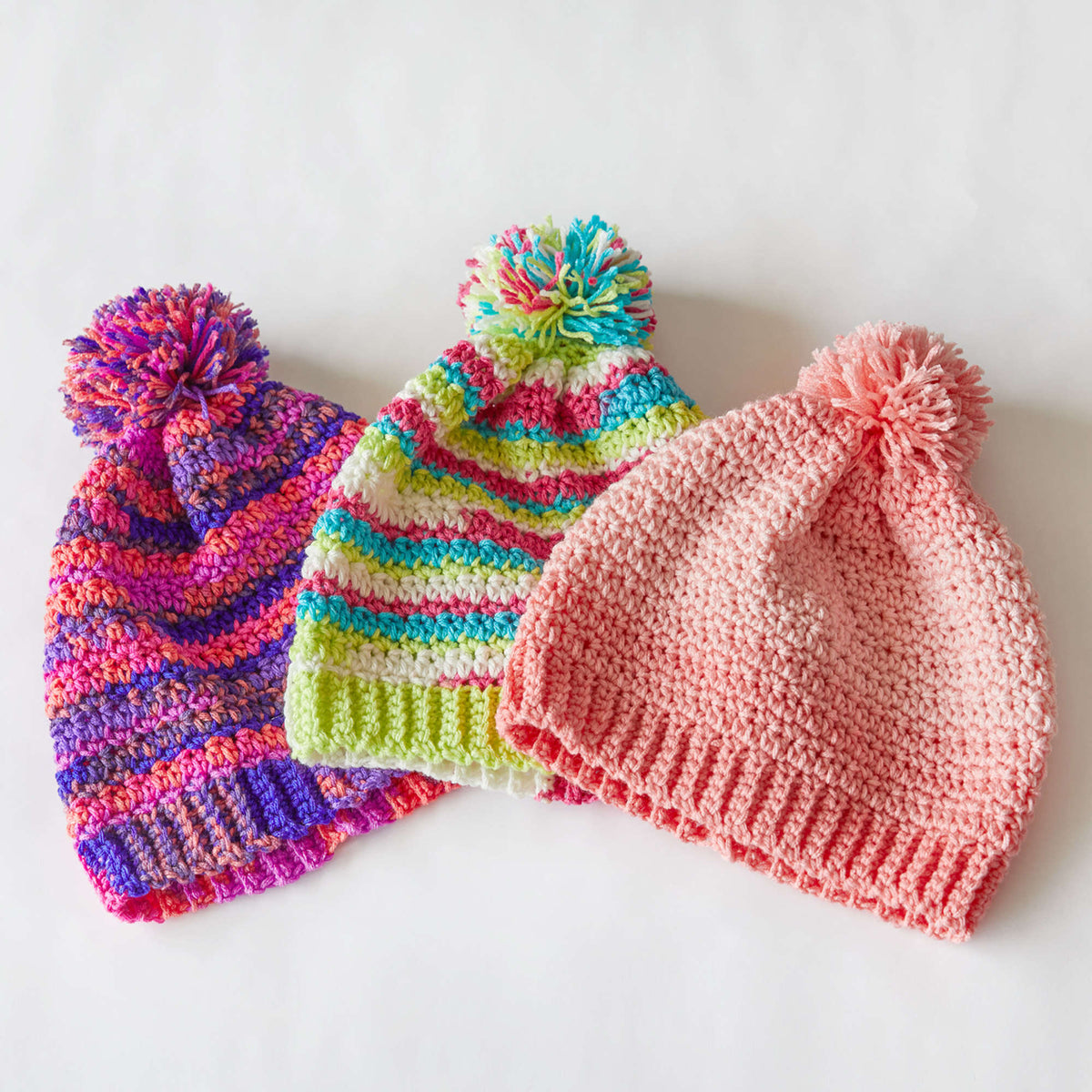 Crochet Hat made in Red Heart Super Saver Ombre Yarn
