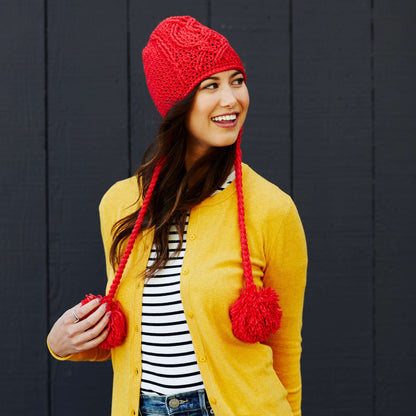 Red Heart Entwined Chic Cable Hat Crochet Hat made in Red Heart Chic Sheep Yarn