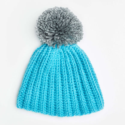 Red Heart Easy-Fit Ribbed Pompom Hat Crochet Hat made in Red Heart Super Saver Chunky Yarn