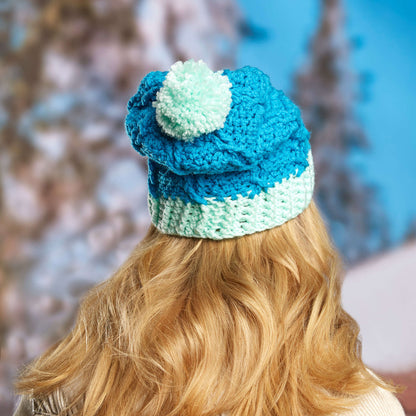 Red Heart Crochet Duo-Tone Cabled Hat Crochet Hat made in Red Heart With Love Yarn