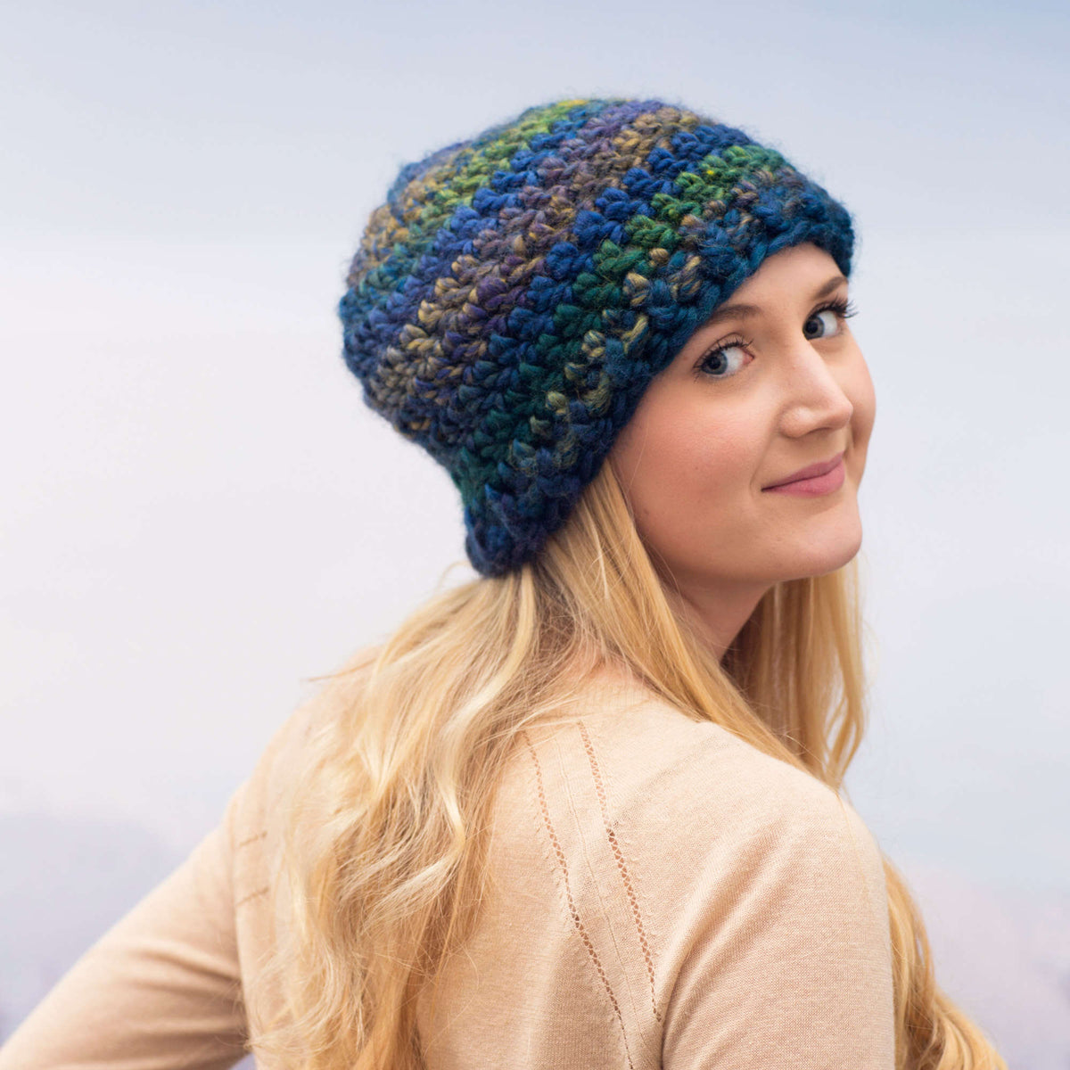 Crochet Beanie made in Red Heart Evermore Yarn
