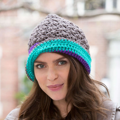 Red Heart Crochet Tri-Toned Hat Crochet Hat made in Red Heart Super Saver Accent Yarn