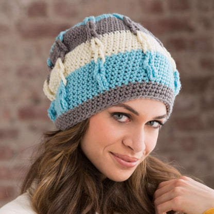 Red Heart Stripe It Slouchy Hat Crochet Hat made in Red Heart With Love Yarn