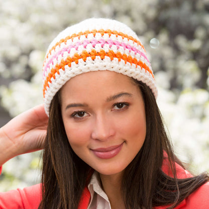 Red Heart Crochet Stripes for Your Beanie Crochet Beanie made in Red Heart Heads Up Yarn