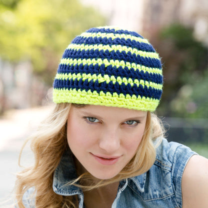 Red Heart Crochet Striking Stripes Hat Crochet Hat made in Red Heart Heads Up Yarn