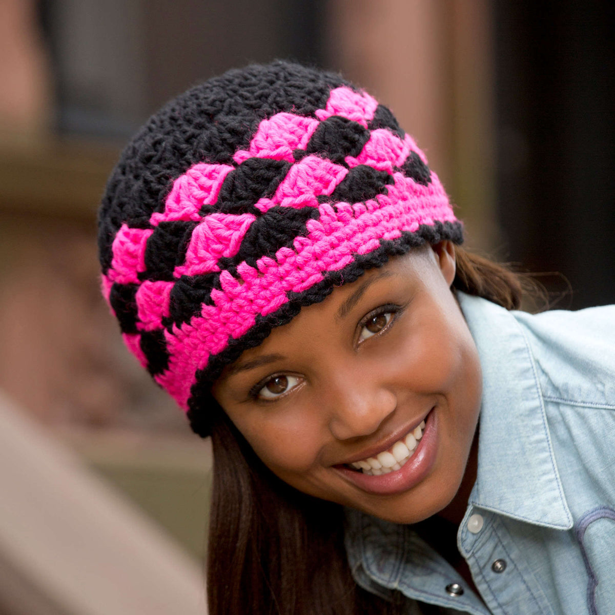 Crochet Beanie made in Red Heart Heads Up Yarn