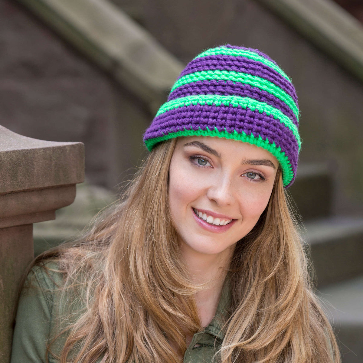 Crochet Hat made in Red Heart Heads Up Yarn
