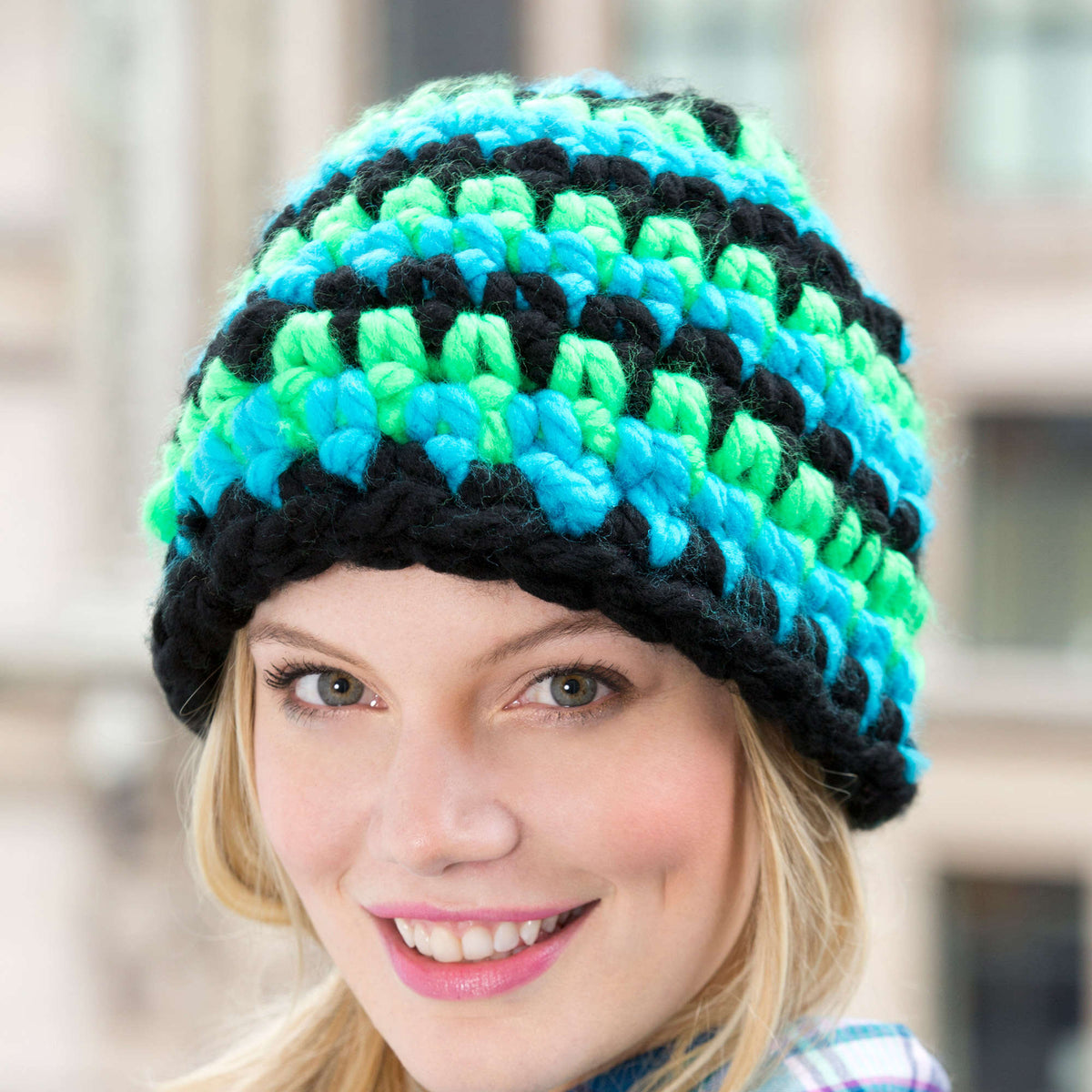 Crochet Beanie made in Red Heart Vivid Yarn