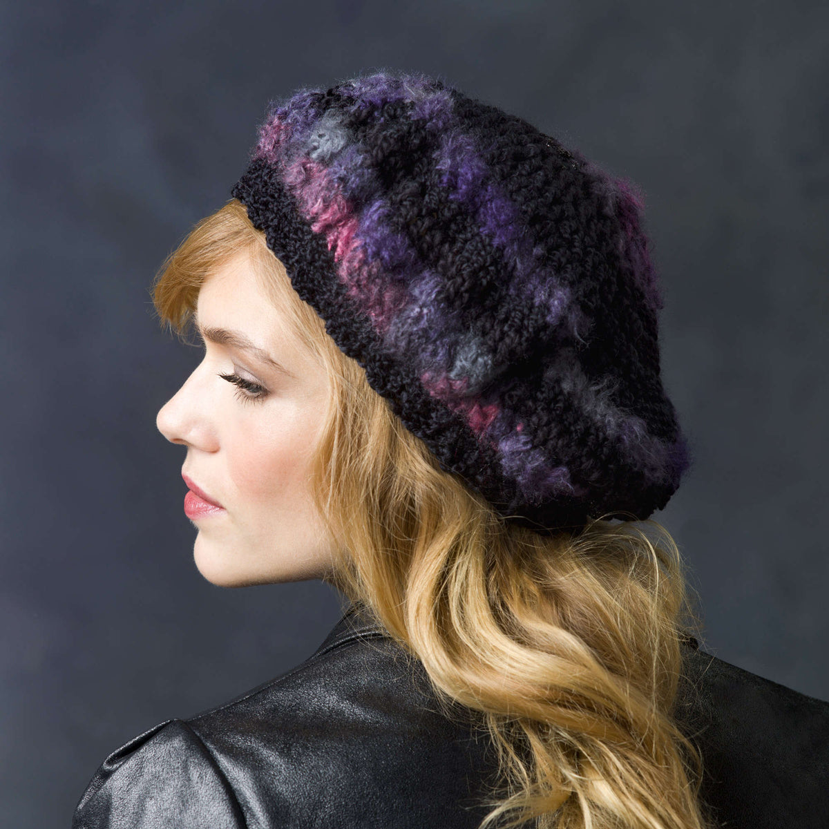 Crochet Beret made in Red Heart Boutique Yarn