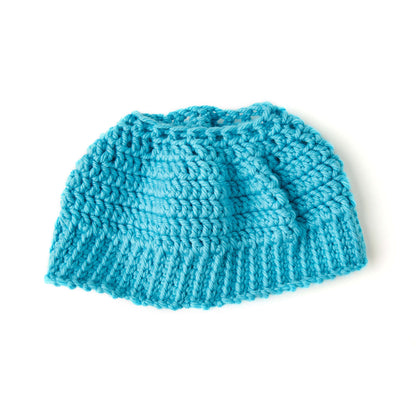 Red Heart Chic and Quick Messy Bun Hat Crochet Hat made in Red Heart Soft Essentials Yarn