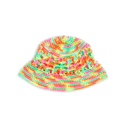 Red Heart Crochet Bucket of Waffles Hat Day Glow