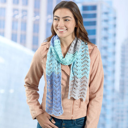 Red Heart Crochet Dainty Feather & Fan Scarf Crochet Scarf made in Red Heart Croquette Yarn