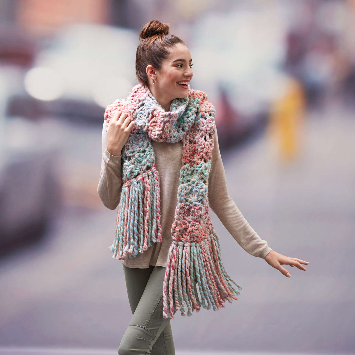 Crochet Scarf made in Red Heart Collage Yarn