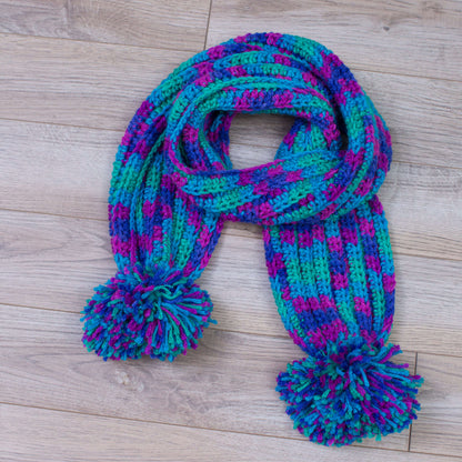 Red Heart Crochet Pompom Parade Scarf Crochet Scarf made in Red Heart With Love Yarn