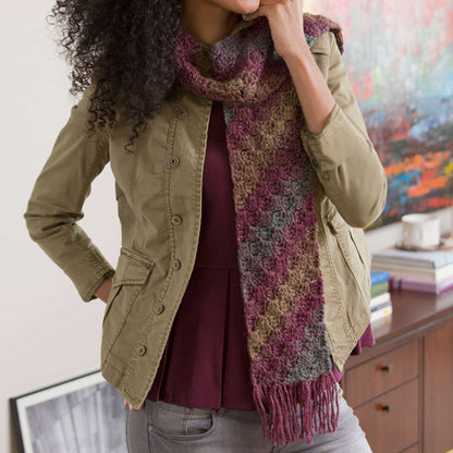 Red Heart Crochet Diagonal Scarf Crochet Scarf made in Red Heart Boutique Yarn