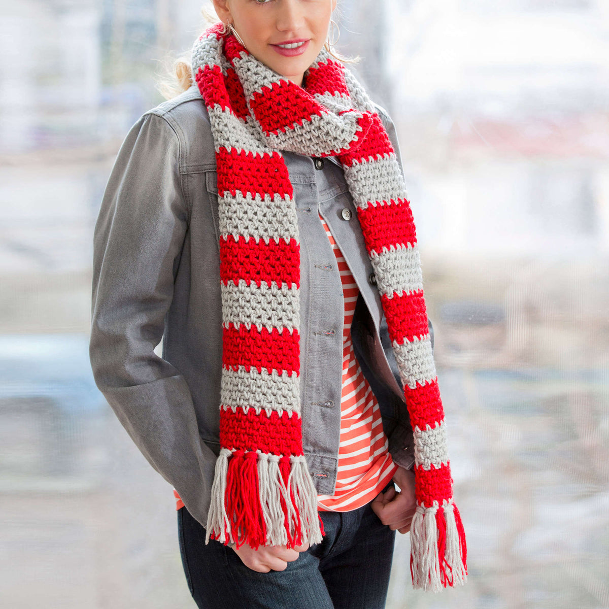 Crochet Scarf made in Red Heart Team Spirit Yarn