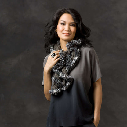 Red Heart Crochet Ruffle Chips Scarf Crochet Scarf made in Red Heart Shimmer Yarn