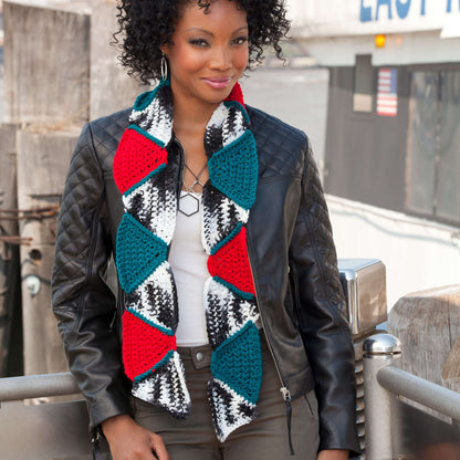 Red Heart Crochet Geometric Triangles Scarf Crochet Scarf made in Red Heart Super Saver Yarn