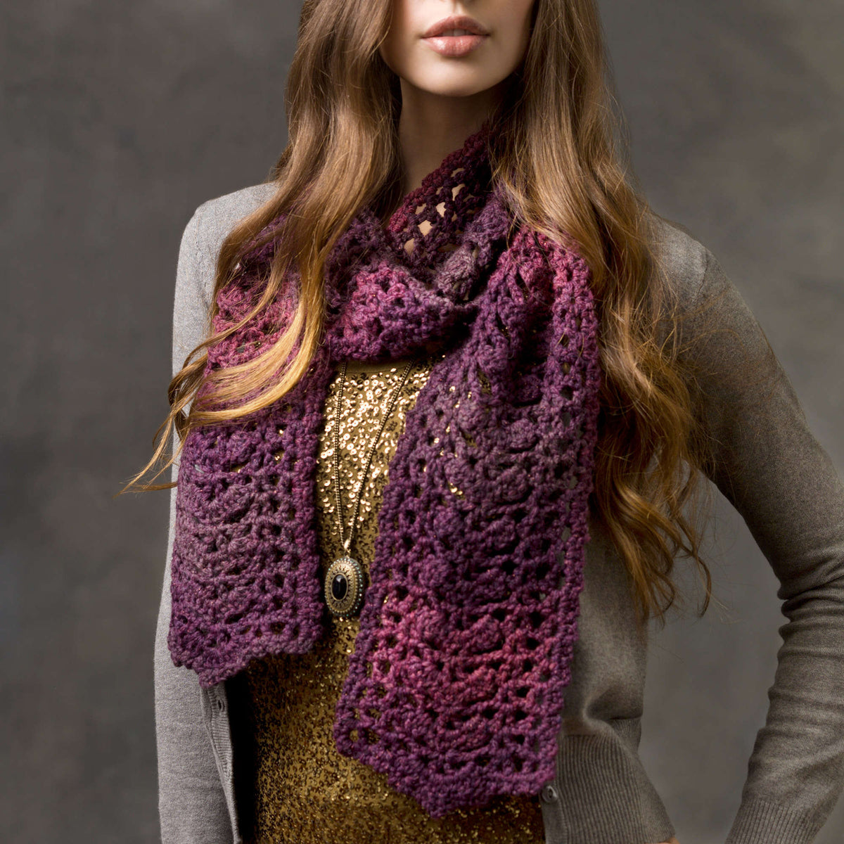 Crochet Scarf made in Red Heart Boutique Yarn