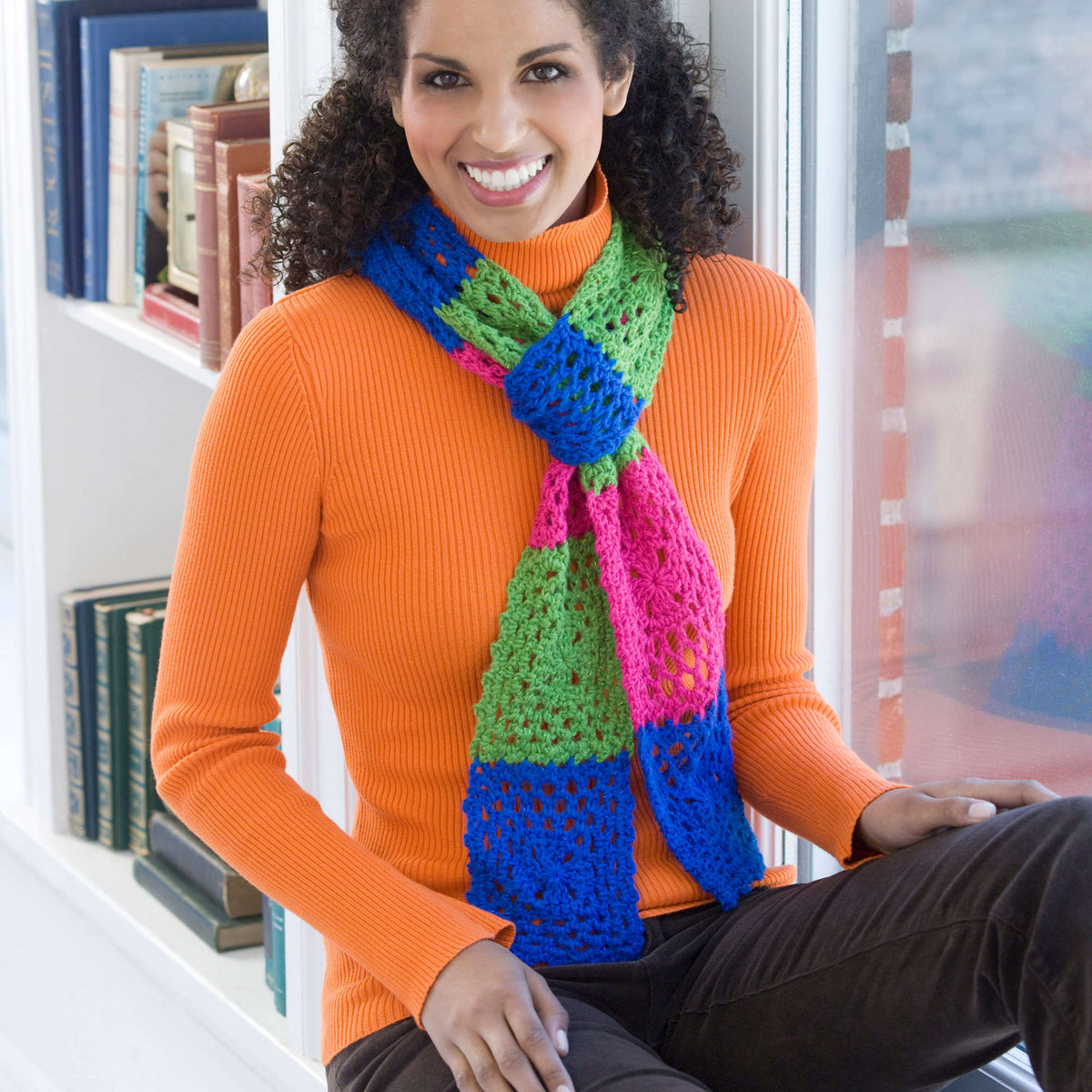 Crochet Scarf made in Red Heart Shimmer Yarn