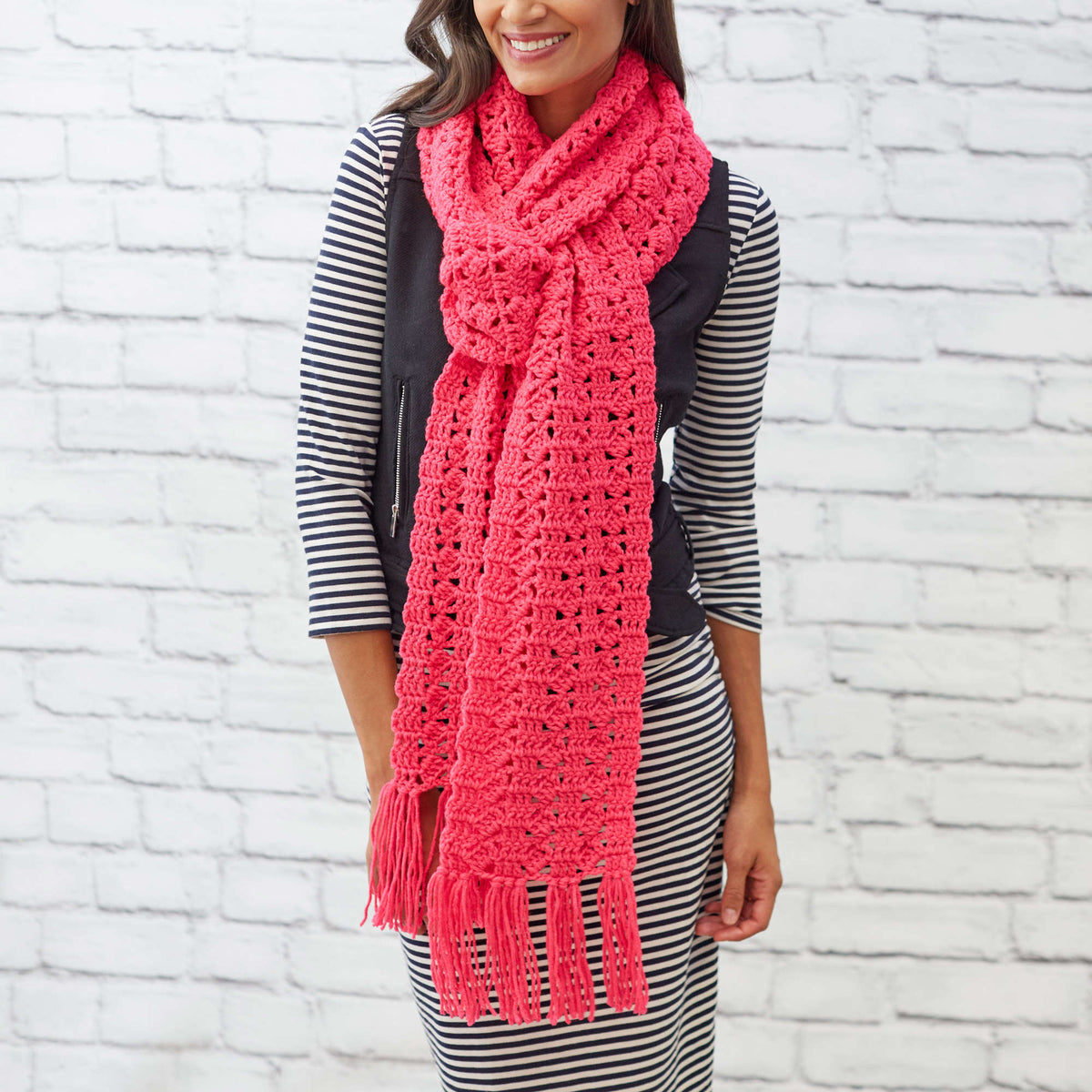 Crochet Cosmo Scarf made using Red Heart yarn
