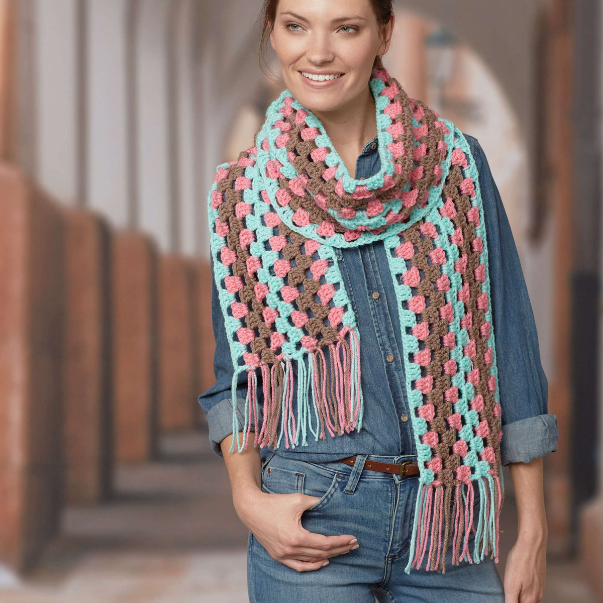 Crochet Scarf made in Red Heart Super Saver Yarn