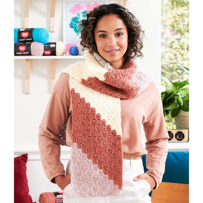 Red Heart On the Bias Crochet Scarf Crochet Scarf made in Red Heart Super Saver Brushed yarn
