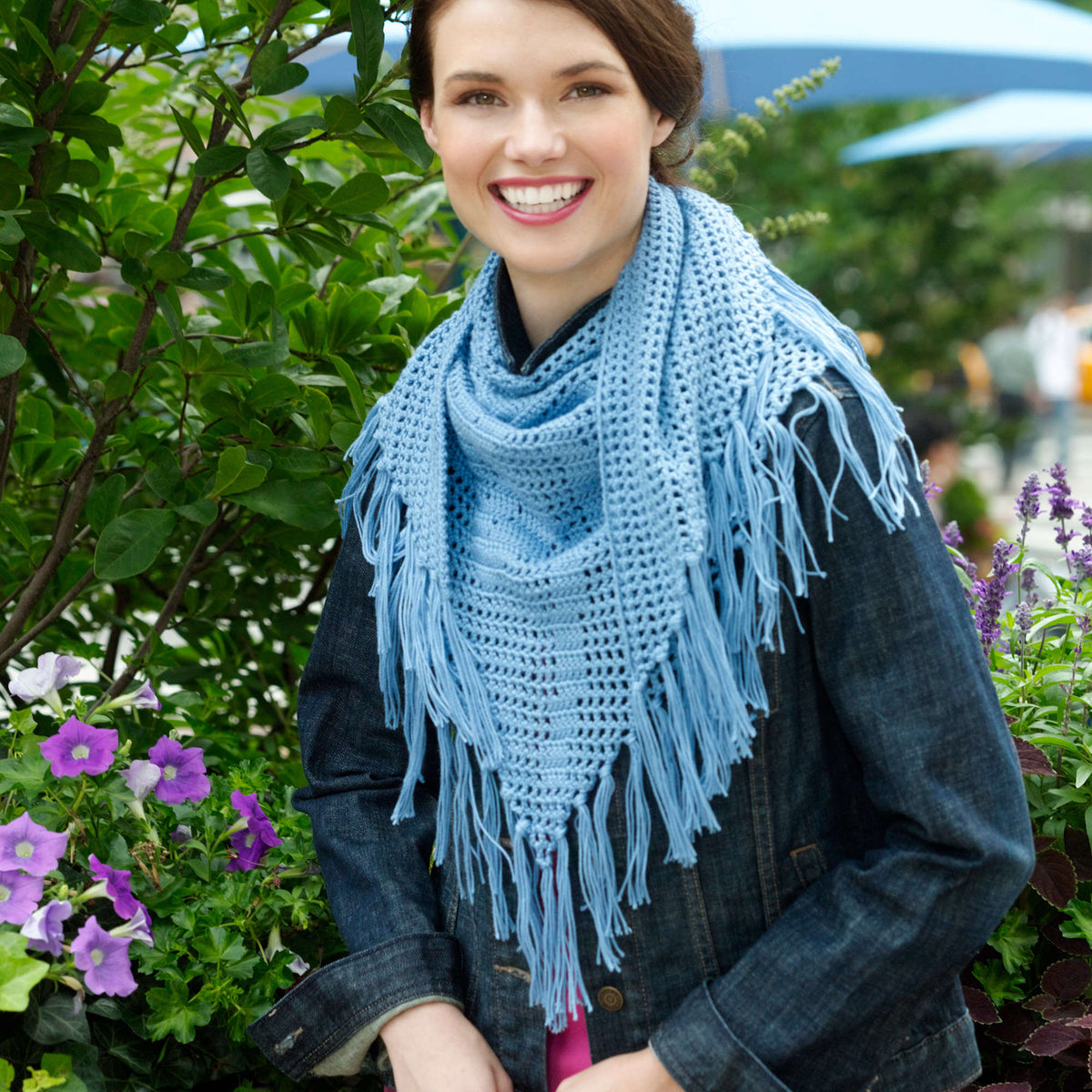 Crochet Shawl made in Red Heart Luster Sheen Yarn
