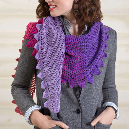 Red Heart Side-to-Side Crochet Shawl Crochet Shawl made in Red Heart It's a Wrap Rainbow Yarn