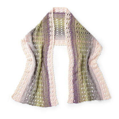 Red Heart Delicate Shells Crochet Shawl Crochet Shawl made in Red Heart It's a Wrap Rainbow Yarn