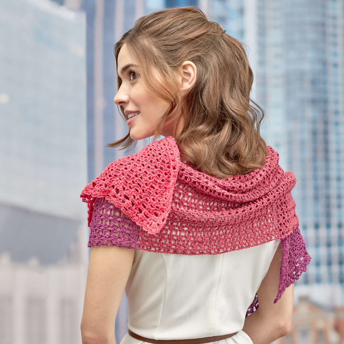 Crochet Shawl made in Red Heart It's a Wrap Yarn