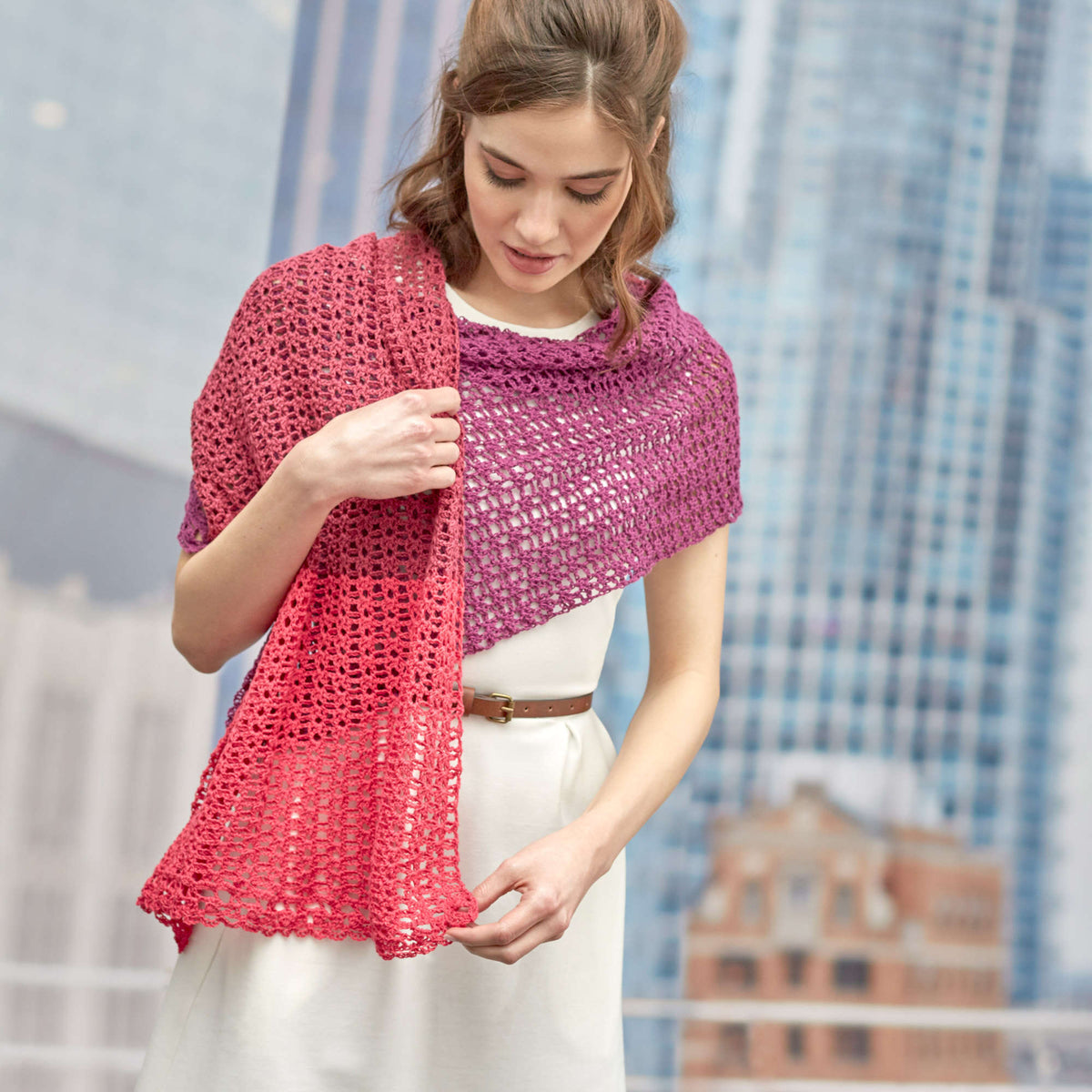 Crochet Shawl made in Red Heart It's a Wrap Yarn