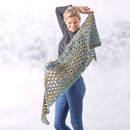Red Heart Crochet Relax and Unwind Shawl Crochet Shawl made in Red Heart Colorscape Yarn